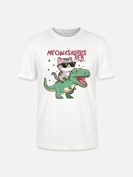 Cool kattunge på T-Rex Funny Dinosaur Trend - Ekologisk T-shirt CRAFTER unisex från Stanley/Stella - vit