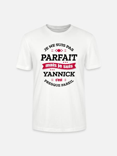 YANNICK PARFAIT - PRENOM YANNICK - T-shirt bio CRAFTER Stanley Stella Unisexe - blanc