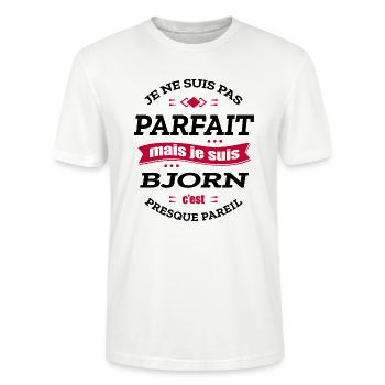 BJORN PARFAIT - PRENOM BJORN - T-shirt bio CRAFTER Stanley Stella Unisexe - blanc - Devant - Alina (178cm) & Michal (187cm)