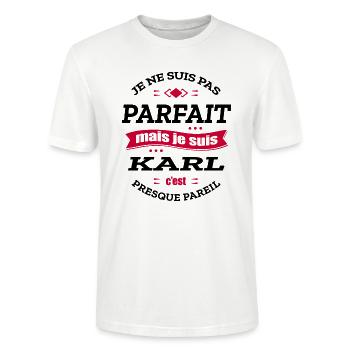 KARL PARFAIT - PRENOM KARL - T-shirt bio CRAFTER Stanley Stella Unisexe - blanc - Devant - Alina (178cm) & Michal (187cm)