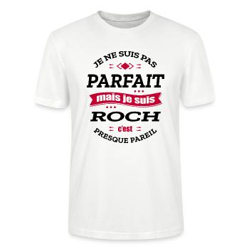 ROCH PARFAIT - PRENOM ROCH - T-shirt bio CRAFTER Stanley Stella Unisexe - blanc - Devant - Alina (178cm) & Michal (187cm)