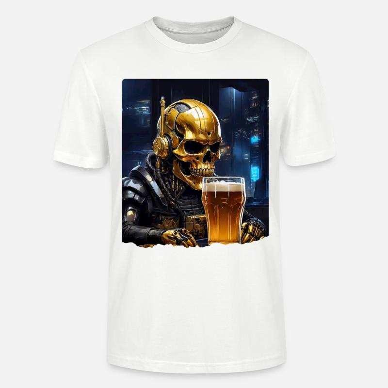 Bier Skull 0.2 - Stanley/Stella Unisex Bio-T-Shirt CRAFTER - Weiß