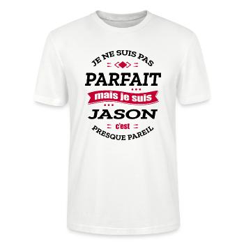 JASON PARFAIT - PRENOM JASON - T-shirt bio CRAFTER Stanley Stella Unisexe - blanc - Devant - Alina (178cm) & Michal (187cm)