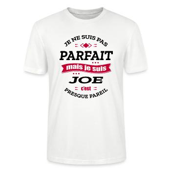 JOE PARFAIT - PRENOM JOE - T-shirt bio CRAFTER Stanley Stella Unisexe - blanc - Devant - Alina (178cm) & Michal (187cm)