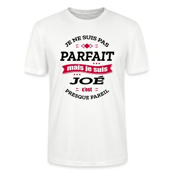 JOÉ PARFAIT - PRENOM JOÉ - T-shirt bio CRAFTER Stanley Stella Unisexe - blanc - Devant - Alina (178cm) & Michal (187cm)