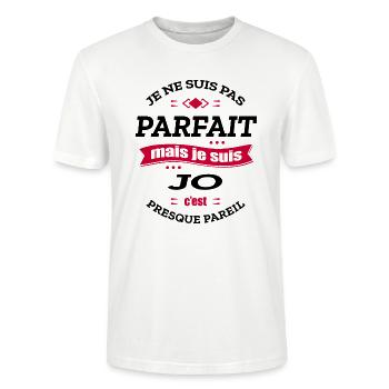 JOE PARFAIT - PRENOM JOE - T-shirt bio CRAFTER Stanley Stella Unisexe - blanc - Devant - Alina (178cm) & Michal (187cm)