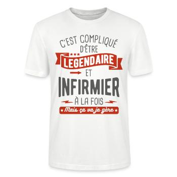 légendaire et infirmier - T-shirt bio CRAFTER Stanley Stella Unisexe - blanc - Devant - Alina (178cm) & Michal (187cm)