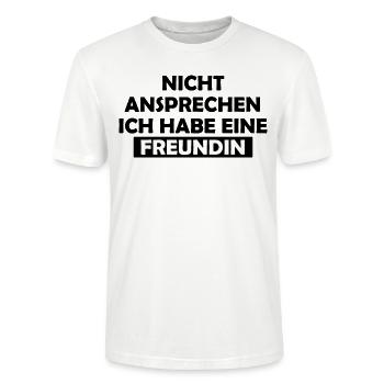 Nicht Ansprechen Ich Habe Eine Freundin - Stanley/Stella Unisex Bio-T-Shirt CRAFTER - Weiß - Vorne - Alina (178cm) & Michal (187cm)