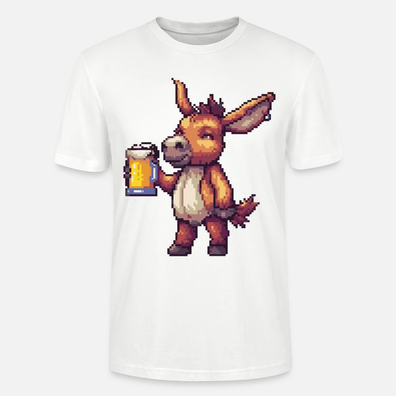 Esel Bier Pixel - Stanley/Stella Unisex Bio-T-Shirt CRAFTER - Weiß