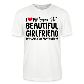 I Love My Girlfriend Couples Boyfriend Gift Idea - Stanley/Stella CRAFTER Unisex Organic T-Shirt - white - Front - Alina (178cm) & Michal (187cm)