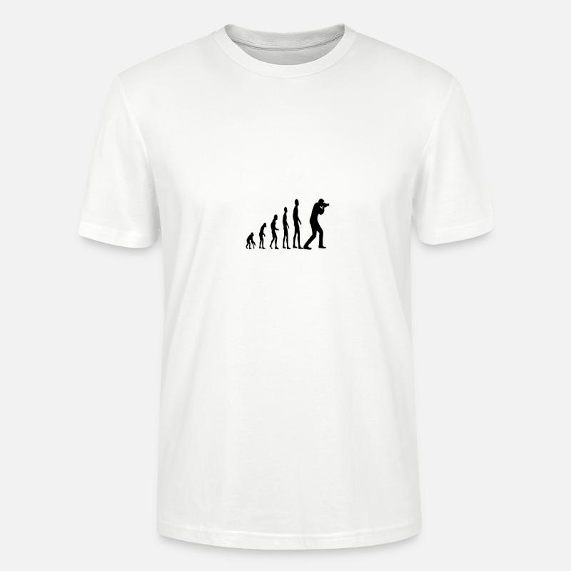 Photographe humain singe de l'évolution - T-shirt bio CRAFTER Stanley Stella Unisexe - blanc