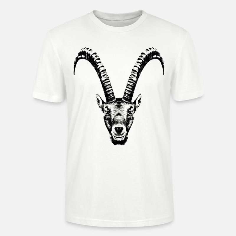Steinbock / Kopf / Ibex / frontal - Stanley/Stella Unisex Bio-T-Shirt CRAFTER - Weiß
