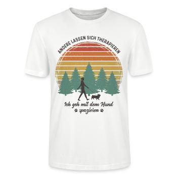 Frauchen Hund Gassi gehen Therapie Hundebesitzerin - Stanley/Stella Unisex Bio-T-Shirt CRAFTER - Weiß - Vorne - Alina (178cm) & Michal (187cm)