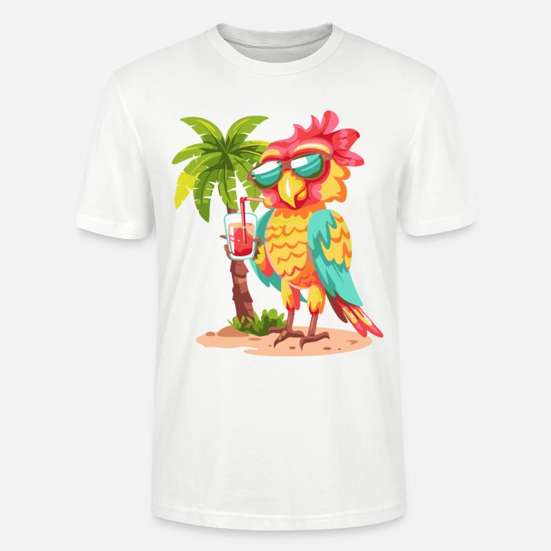 Papagei Sommer Strand Comic - Stanley/Stella Unisex Bio-T-Shirt CRAFTER - Weiß