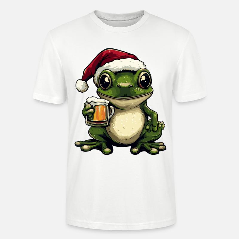 Frosch Weihnachten Bier - Stanley/Stella Unisex Bio-T-Shirt CRAFTER - Weiß