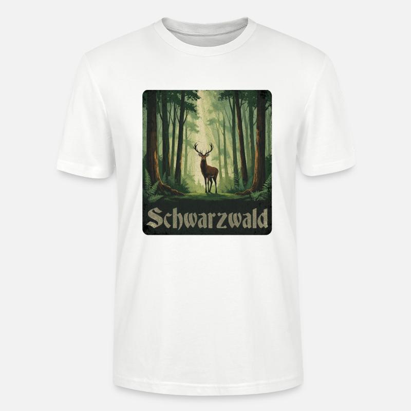 Schwarzwald mit Hirsch - Stanley/Stella Unisex Bio-T-Shirt CRAFTER - Weiß