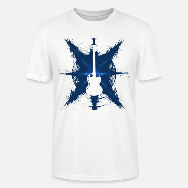 Gitarre mit Strahlen blau - Stanley/Stella Unisex Bio-T-Shirt CRAFTER - Weiß