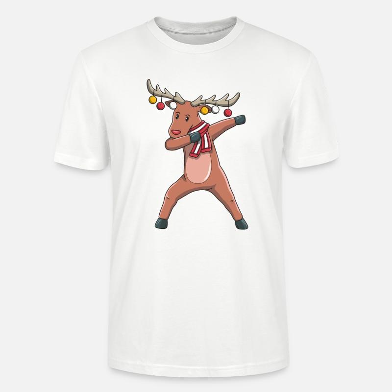 Tamponner un renne de Noël - T-shirt bio CRAFTER Stanley Stella Unisexe - blanc