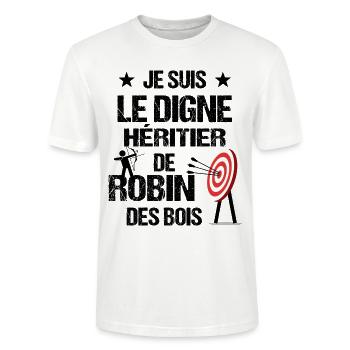 tir à l'arc - archer - T-shirt bio CRAFTER Stanley Stella Unisexe - blanc - Devant - Alina (178cm) & Michal (187cm)