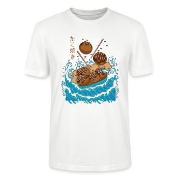 Takoyaki dans la vague - T-shirt bio CRAFTER Stanley Stella Unisexe - blanc - Devant - Alina (178cm) & Michal (187cm)