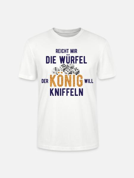 Kniffel Der König Will Kniffeln Blau - Stanley/Stella Unisex Bio-T-Shirt CRAFTER - Weiß