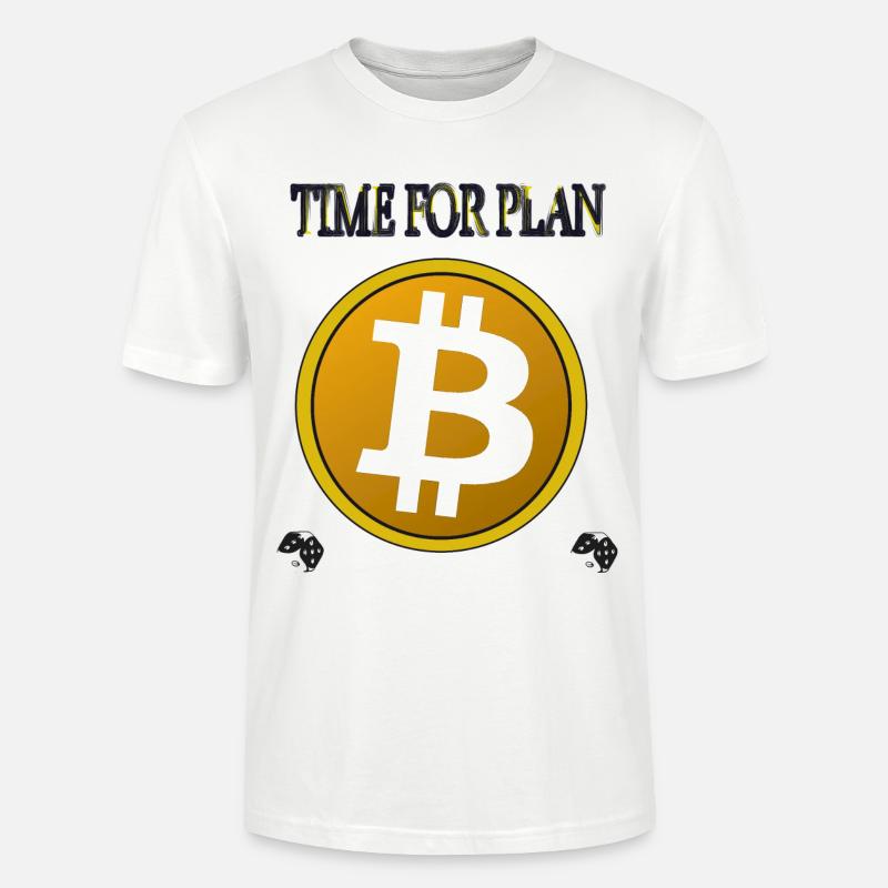 Plan de symboles Bitcoin - T-shirt bio CRAFTER Stanley Stella Unisexe - blanc
