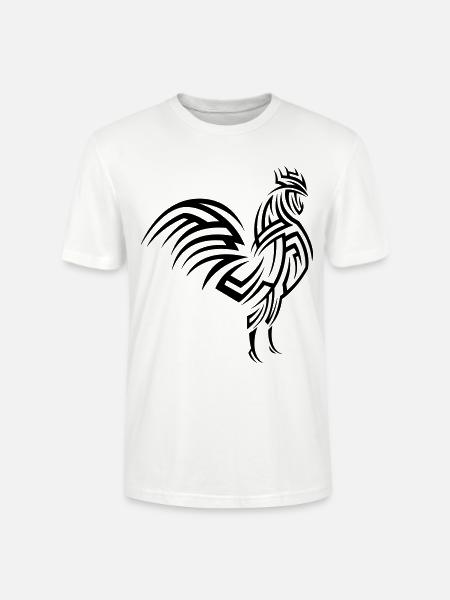 Rooster Tribal Tattoo - Stanley/Stella CRAFTER Unisex Organic T-Shirt - white