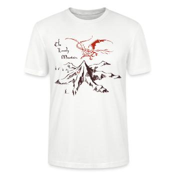 The Hobbit Drawing The Lonely Mountain With Smaug - Stanley/Stella CRAFTER Unisex Organic T-Shirt - white - Front - Alina (178cm) & Michal (187cm)