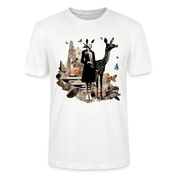 Deer Emily - Stanley/Stella CRAFTER Unisex Organic T-Shirt - white - Front - Alina (178cm) & Michal (187cm)