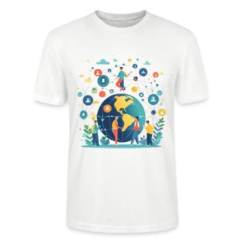 Social Media and Online Networks - Stanley/Stella CRAFTER Unisex Organic T-Shirt - white - Front - Alina (178cm) & Michal (187cm)