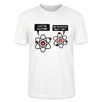 LUSTIGER ATOM WITZ | ELEKTRON STUDENT NERD GEEK - Stanley/Stella Unisex Bio-T-Shirt CRAFTER - Weiß - Vorne - Alina (178cm) & Michal (187cm)