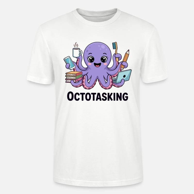 Octotasking octopus en mode multitâche - T-shirt bio CRAFTER Stanley Stella Unisexe - blanc