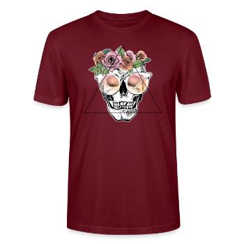 laughing skull - Stanley/Stella CRAFTER Unisex Organic T-Shirt - burgundy - Front - Alina (178cm) & Michal (187cm)