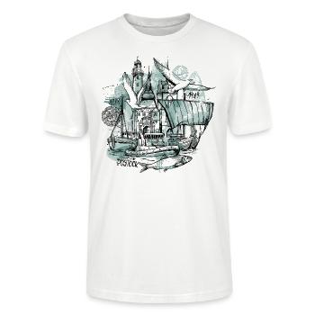 Rostock Collage Illustration - T-shirt bio CRAFTER Stanley Stella Unisexe - blanc - Devant - Alina (178cm) & Michal (187cm)