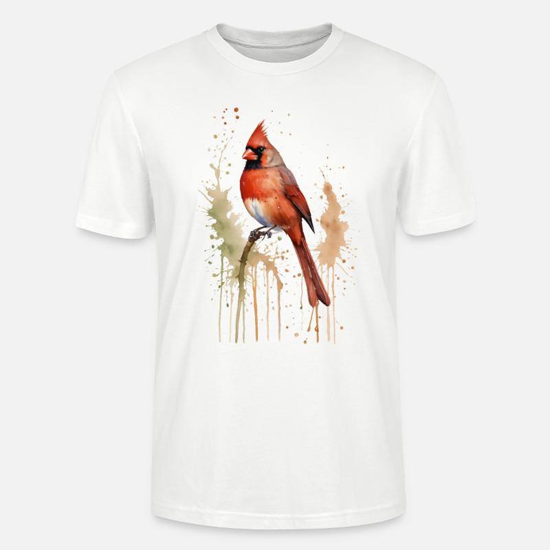 Nördlicher Kardinal Aquarell - Lebendiger Vogel - Stanley/Stella Unisex Bio-T-Shirt CRAFTER - Weiß