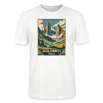 Dolomiten 2 Zinnen quadrat - Stanley/Stella Unisex Bio-T-Shirt CRAFTER - Weiß - Vorne - Alina (178cm) & Michal (187cm)