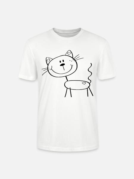 Rolig streckfigur katt - Comic - Katter - Ekologisk T-shirt CRAFTER unisex från Stanley/Stella - vit