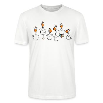 Verrückte Hühner - Huhn - Hahn - Vogel - Stanley/Stella Unisex Bio-T-Shirt CRAFTER - Weiß - Vorne - Alina (178cm) & Michal (187cm)