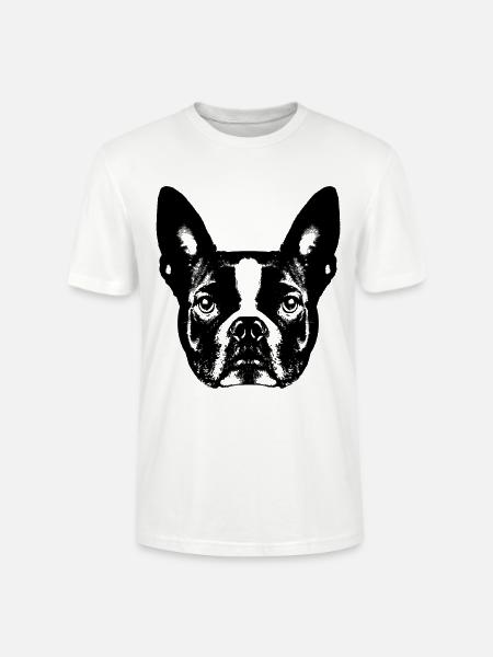 Boston Terrier / Portrait / Face - Stanley/Stella CRAFTER Unisex Organic T-Shirt - white