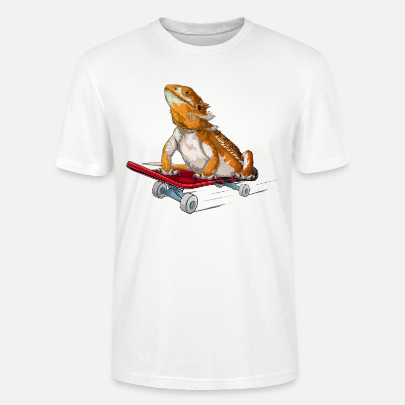 Bartdrache auf einem Skateboard - Stanley/Stella Unisex Bio-T-Shirt CRAFTER - Weiß