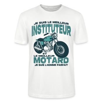 Le meilleur motard et le meilleur instituteur - T-shirt bio CRAFTER Stanley Stella Unisexe - blanc - Devant - Alina (178cm) & Michal (187cm)