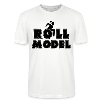 Female wheelchair user is a role model * - Stanley/Stella CRAFTER Unisex Organic T-Shirt - white - Front - Alina (178cm) & Michal (187cm)