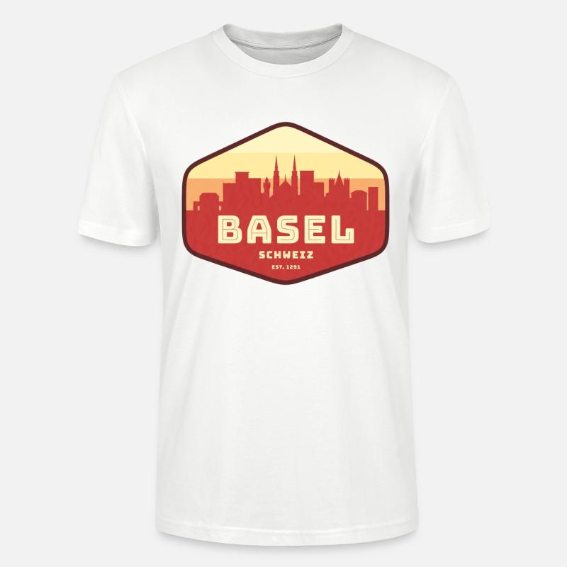 Basel Skyline Retro Abzeichen - Stanley/Stella Unisex Bio-T-Shirt CRAFTER - Weiß