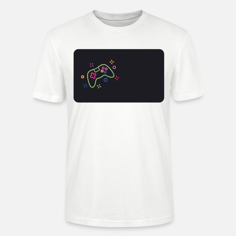 Bunter Spielecontroller auf schwarzem Hintergrund - Stanley/Stella Unisex Bio-T-Shirt CRAFTER - Weiß