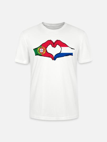 Portugal Holland Vlag Handen Hartvorm - Stanley/Stella Uniseks bio-T-shirt CRAFTER - wit