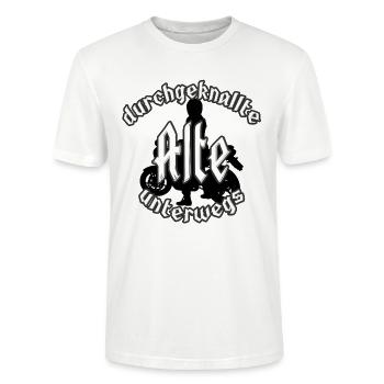vieille femme folle sur la route - T-shirt bio CRAFTER Stanley Stella Unisexe - blanc - Devant - Alina (178cm) & Michal (187cm)