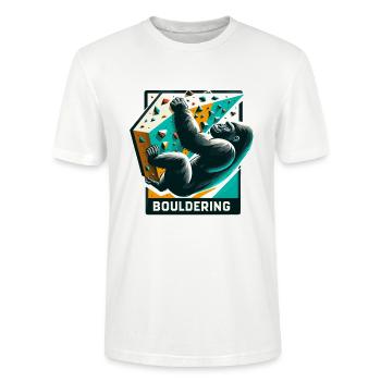 Bouldern Gorilla Geschenk - Stanley/Stella Unisex Bio-T-Shirt CRAFTER - Weiß - Vorne - Alina (178cm) & Michal (187cm)