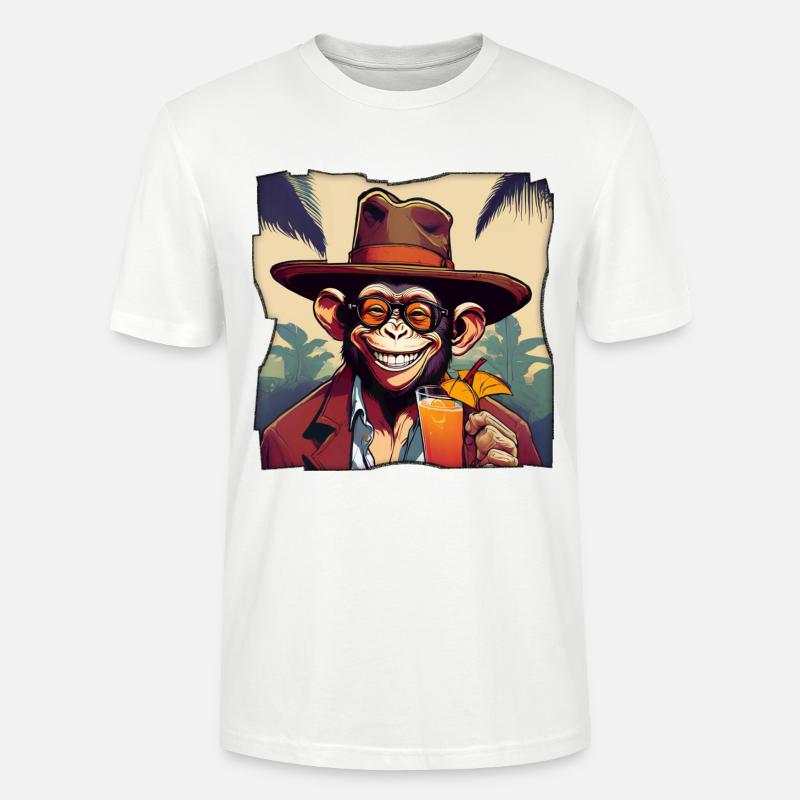 Affe mit Cocktail! - Stanley/Stella Unisex Bio-T-Shirt CRAFTER - Weiß