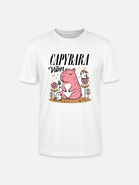 Relaxed capybara with friends - Stanley/Stella CRAFTER Unisex Organic T-Shirt - white