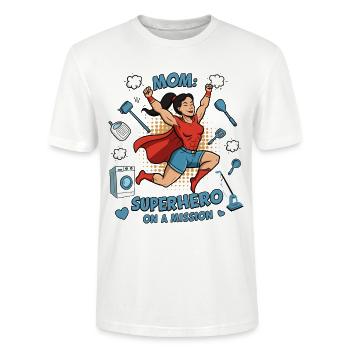 Mutter, Superheldin auf einer Mission ! - Stanley/Stella Unisex Bio-T-Shirt CRAFTER - Weiß - Vorne - Alina (178cm) & Michal (187cm)